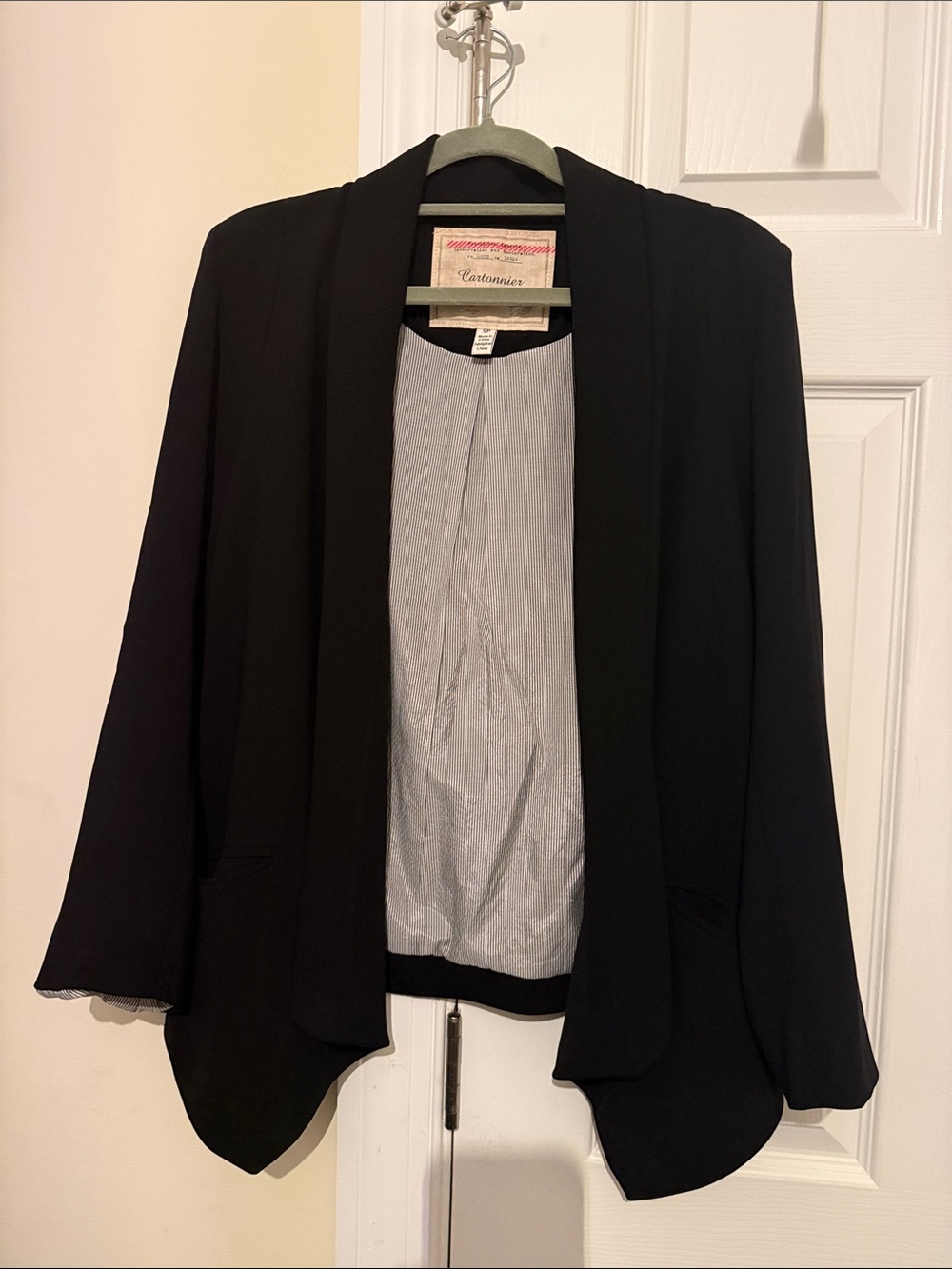 Cartonnier Black Open-Front Draped Blazer